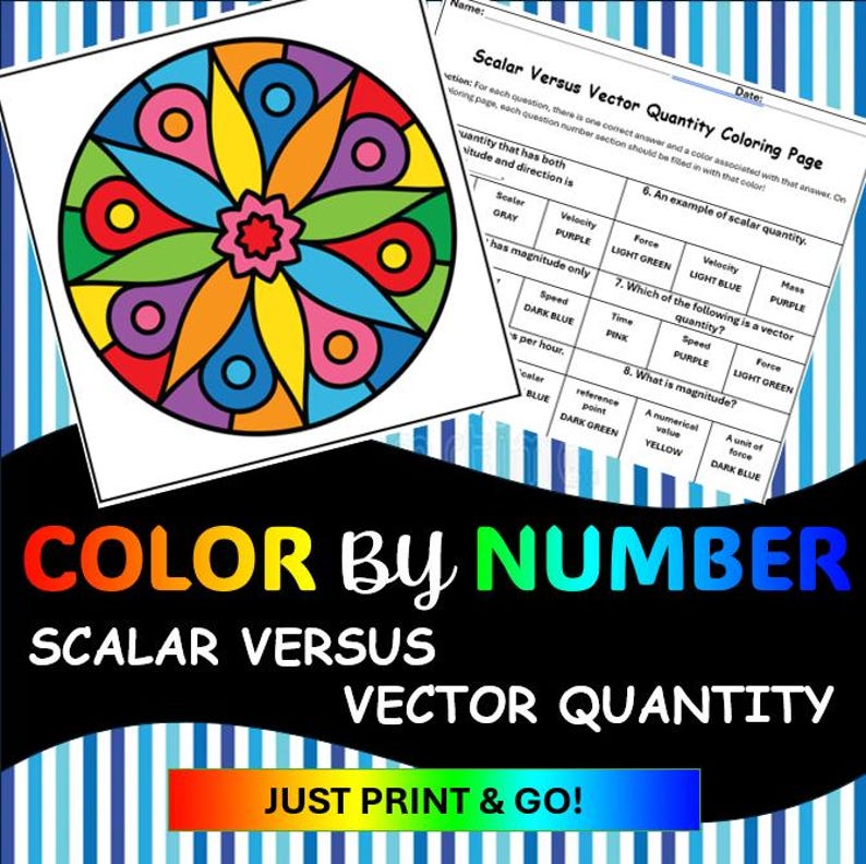 SCALAR and VECTOR QUANTITIES Color by Number Worksheets - Etsy