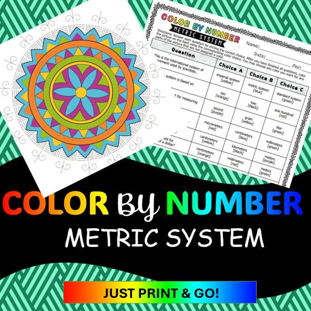 Metric System Coloring Worksheet - Etsy