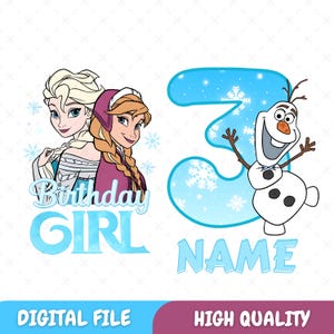 Personalized Frozen Birthday Png, Custom Elsa And Anna Birthday Png, Princess Png, Family Matching Birthday Png, Digital Download