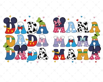 Mouse Mama and Dada PNG, Retro Cut File (Digital File)