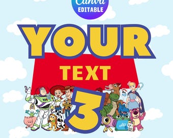 Toy Story 5 Birthday Png, Toy Story Custom Logo Name, Logo Canva Template, Birthday Shirt,