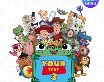 Toy Story 5 Birthday Custom Png, Personalized Toy Story Logo Name, Canva Template