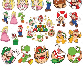 Super Mario Png Bundle for Cricut and Sublimation, Mario Png Files, Mario Clipart, Digital File