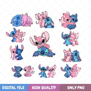 Stitch and Angel Png Bundle, Stitch Png, Stitch Couple Png, Png, Stitch Love Png, Angel Png, Stitch With Angel Png, Digital File