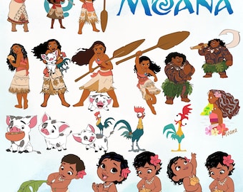 Moana Clipart Bundle: Baby Moana PNG SVG (Digital File)