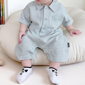 Baby Gingham Romper: Soft Cotton One-Piece Summer Jumpsuit