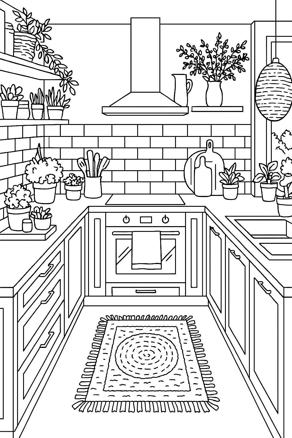20 Aesthetic Kitchen Coloring Pages | Easy to Color - Etsy Israel, image size:1024x1536