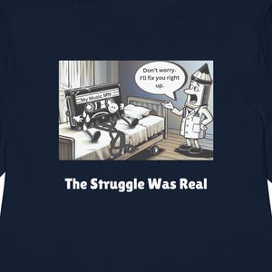 Koszulka z lat 90. Nostalgia - Retro Cassette Tape Hospital Graphic Tee, zabawny mem z lat 80. Cytat Walka była prawdziwa Koszulka damska Vintage Cotton Top