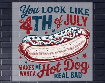 4th of July Hot Dog DTF Transfer: Ready To Press