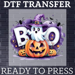 Halloween DTF Transfer: Boo Ghost & Pumpkin - Ready To Press
