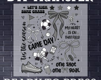 Soccer Doodles DTF Transfer, Game Day Kick Some Grass Heat Press Film
