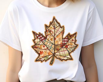 Autumn Maple Leaf Patchwork DTF Transfer Cold Peel Heat Press Print Graphic