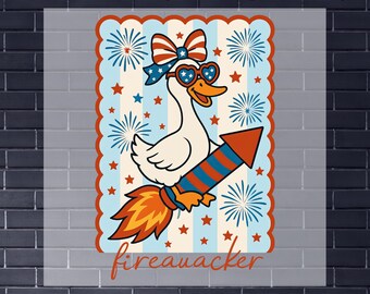 Firequacker Goose 4th of July DTF Transfer: USA Heat Press