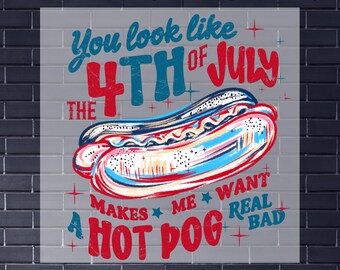 4th Of July Hot Dog DTF Transfer: Ready To Press