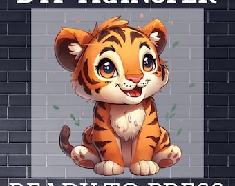Cartoon Tiger DTF Transfer, Ready To Press