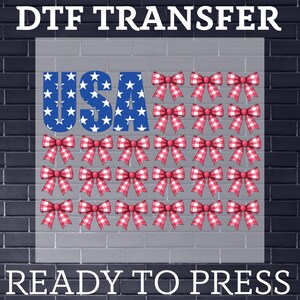 USA Coquette Bow DTF Transfer: 4th Of July Heat Press