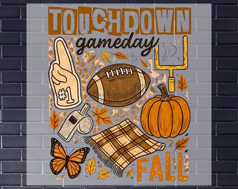 Autumn Football Pumpkin DTF Transfer Heat Press Graphic Touchdown Gameday Shirt Transfer
