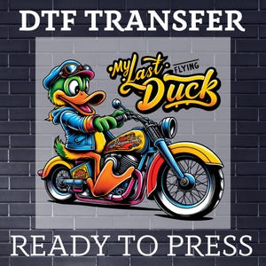 My Last Flying Duck DTF, Satirical Duck Ready To Press, Bulk DTF, Cute Animal Funny Heat Press, High Quality Satirical Duck Ready To Press