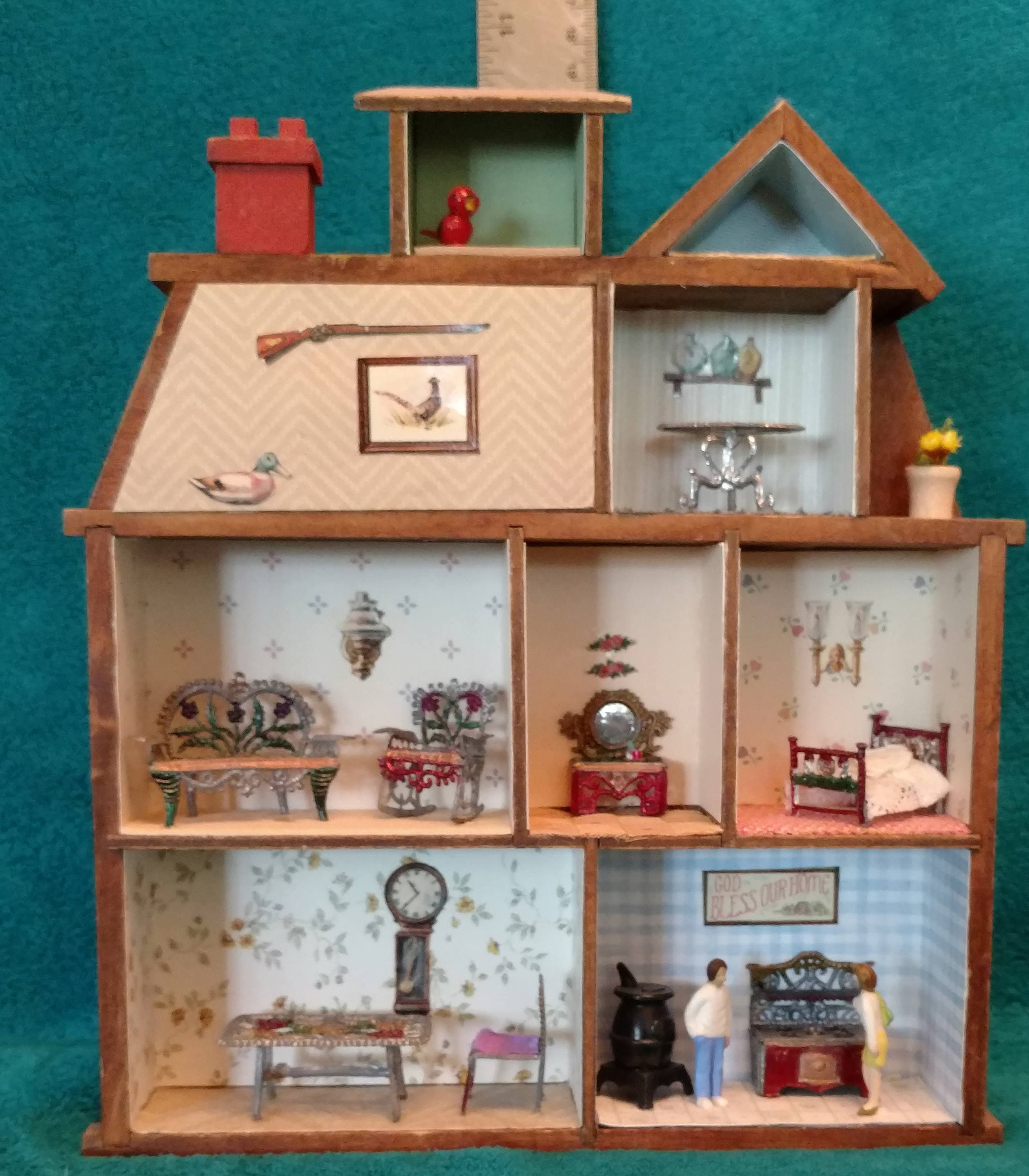 OOAK Doll House Shadow Box for the Wall Quarter Inch
