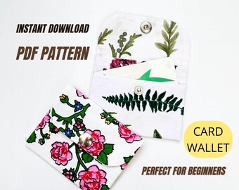 Card Wallet Pattern - Slim Mini Wallet PDF Sewing Pattern - Easy Card Holder with 2 Slots