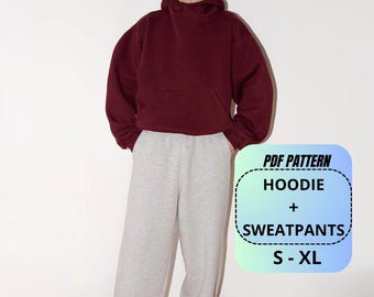 Oversized Hoodie & Baggy Sweatpants Sewing Pattern PDF - Tracksuit Sewing Pattern - Hoodie and Sweatpants Set - Digital PDF Download