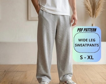 Wide Leg Sweatpants Sewing Pattern PDF - Oversized Sweatpants Pattern - Men’s Lounge Pants Pattern - Digital PDF - Instant Download