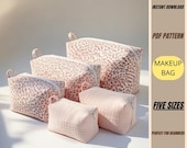 Cosmetic Bag Sewing Patterns Bundle - Makeup Bag PDF Patterns - Zipper Pouch Templates - Easy Beginner Sewing Projects - Instant Download