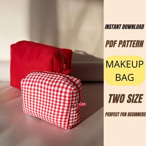 Naaipatroon make-uptas (pdf) – 2 maten inbegrepen – patroon ritszakje – eenvoudig beginnersproject – digitale download