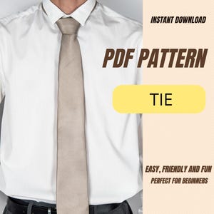 Wzór na krawat w formacie PDF – do pobrania w wersji cyfrowej – krawat DIY z instrukcją krok po kroku – szablon do szycia do druku