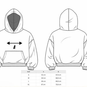特大パーカーの型紙（PDF） - カンガルーポケット付きパーカー - ユニセックスパーカーの型紙 - DIYスウェットシャツの型紙 - 即時ダウンロード 画像 6