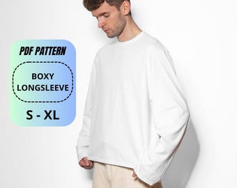Boxy Longsleeve Sewing Pattern PDF - Oversized Long Sleeve Shirt Pattern - Men’s Longsleeve Pattern - Streetwear - Sizes S-XL
