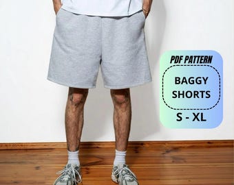 Baggy Shorts Sewing Pattern PDF - Men’s Sweatshorts Pattern - Oversized Shorts Pattern - Digital PDF Sewing Pattern - Instant Download