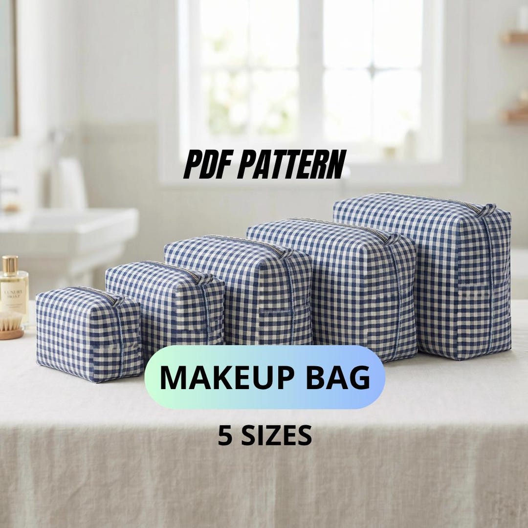 Makeup Bag Sewing Pattern PDF - Zipper Pouch Pattern, Cosmetic Bag ...