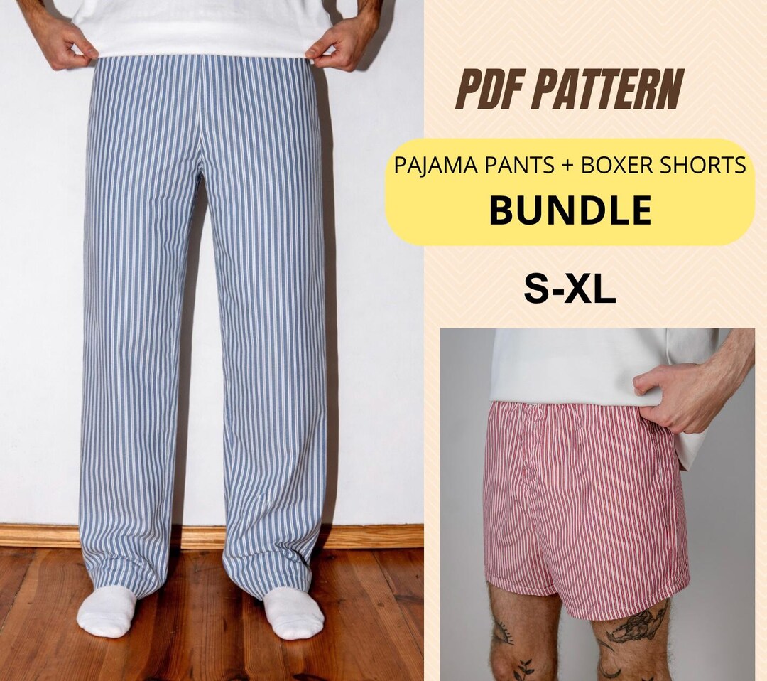 Pajama Pants & Boxer Shorts Sewing Pattern Bundle - Unisex Lounge Set ...