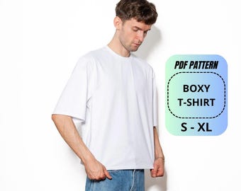 Boxy T-Shirt Sewing Pattern PDF - Oversized Tee Pattern - Men’s T-Shirt - A4 Printable - Sizes S-XL - Digital Download