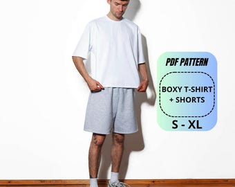 Boxy T-Shirt & Baggy Shorts Sewing Pattern PDF - Oversized T-Shirt and Shorts Pattern - Men’s Clothing - A4 - Sizes S-XL