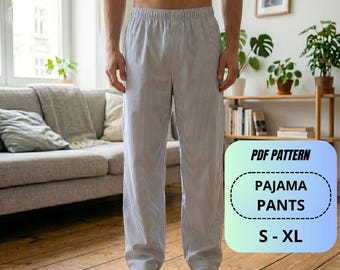 Lounge Pants Sewing Pattern PDF - Pajama Pants Pattern - Elastic Waist Trousers - Unisex Sewing Pattern - Instant Download