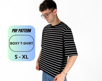 Boxy T-Shirt Sewing Pattern PDF - Oversized T-Shirt Pattern - Men’s Tee Pattern - Streetwear Sewing Pattern - Sizes S-XL