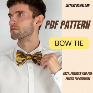 Bow Tie Sewing Pattern PDF - Adjustable Bow Tie Pattern - Easy Digital Sewing Pattern for Beginners - DIY Bow Tie Tutorial -Instant Download