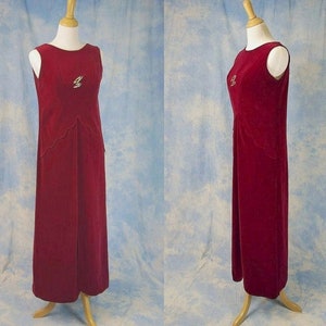 Prix réduit ! Robe de soirée colonne en velours rouge foncé du designer italien Tony Krupa vintage des années 60, Sm/med