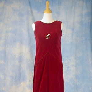Price Reduced Vintage 60s Italian Designer Tony Krupa Deep Red Velvet Column Cocktail Party Dress, Sm / Med image 2