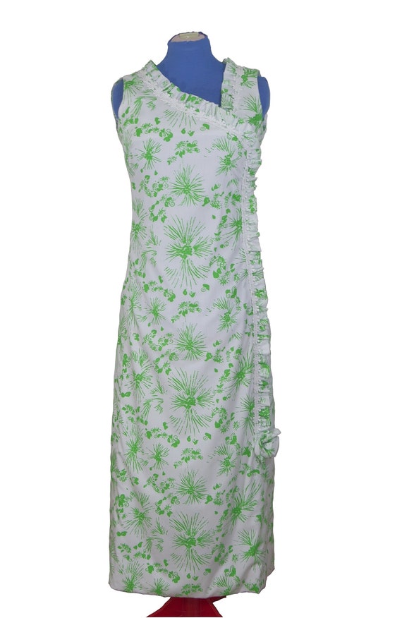 Vintage 70s Designer Dorothy Bullitt Asymmetrical Column Maxi Dress, Med Large 10 12