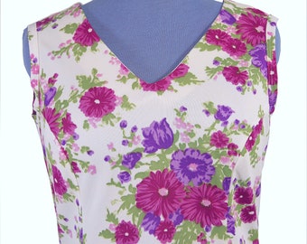 Vintage 70s Floral Print Cottage Core Knit Dress Volup Size Large XL 14 16