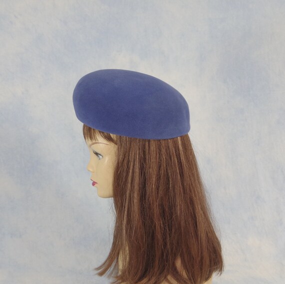 Vintage 1960s Borsalino Blue Women's Fur Felt Ber… - image 4