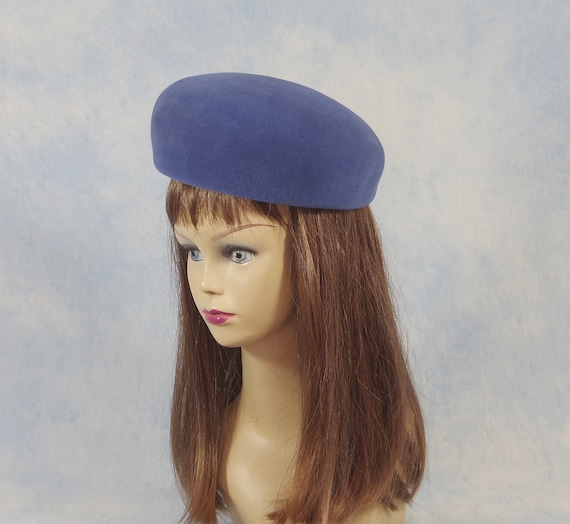 Vintage 1960s Borsalino Blue Women's Fur Felt Ber… - image 1