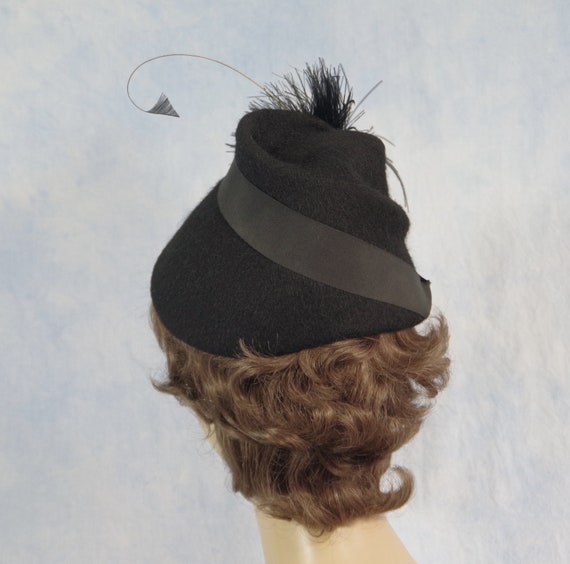 Vintage 40s Black Wool Felt Mini Bucket  Lampshad… - image 6