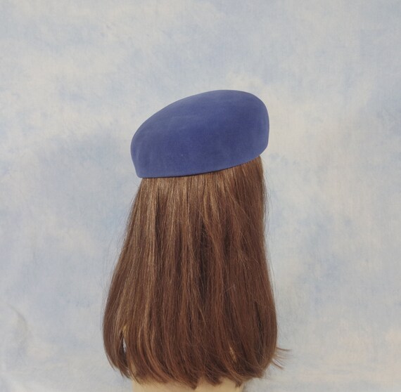 Vintage 1960s Borsalino Blue Women's Fur Felt Ber… - image 5