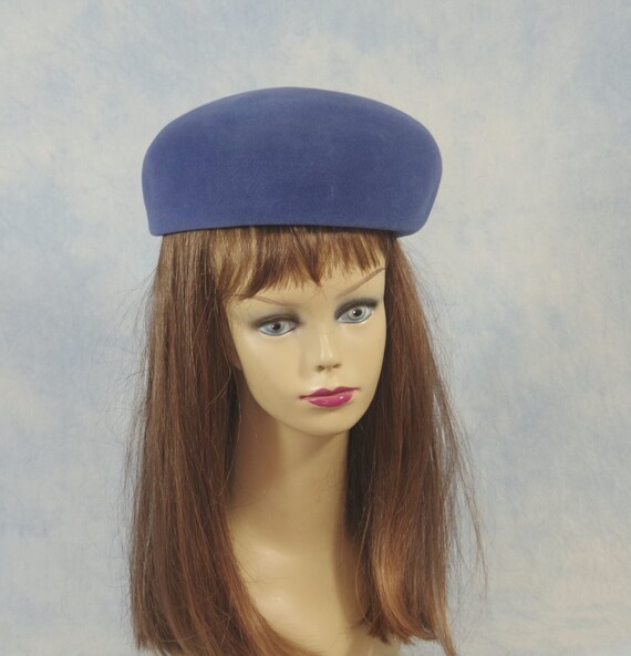 Vintage 1960s Borsalino Blue Women's Fur Felt Ber… - image 2