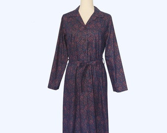 Vintage 60s Carolina Maid Cotton Paisley Shirt Dress Day Dress NWOT, Large 12 14