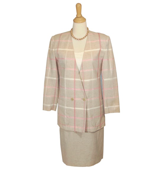 Vintage 80s 1980s Suits Ltd. Linen Blend Skirt Sui